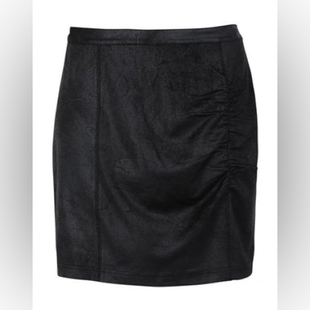 Free People Rumi Ruched Faux Leather Skirt Size M